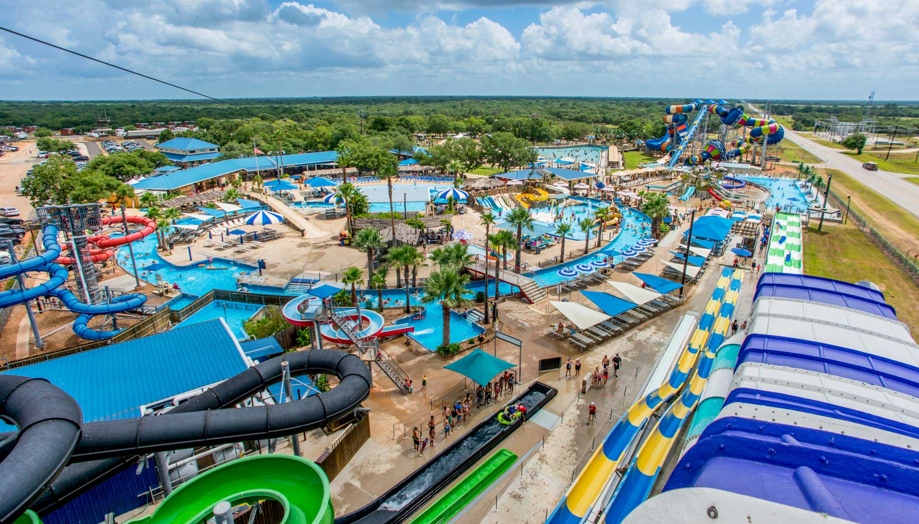 Aerial overview of Splashway Waterpark.
